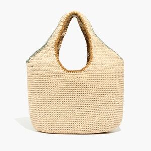 Madewell Crochet Woven Tote Bag in Antique Gold